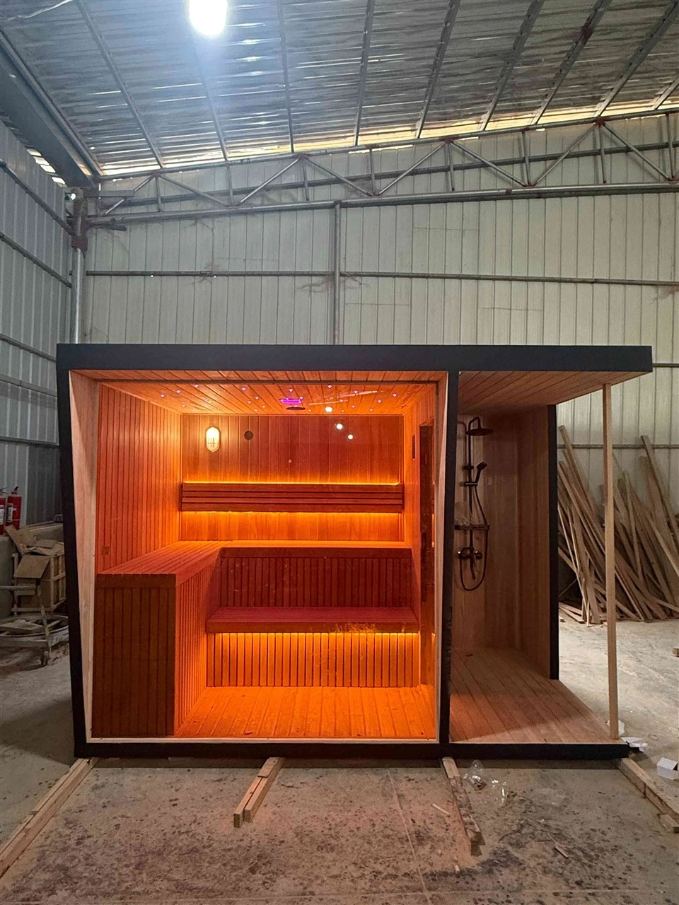 Ntse Modular Txhua-hauv-Ib Sab Nraum Sauna Nrog Da Dej